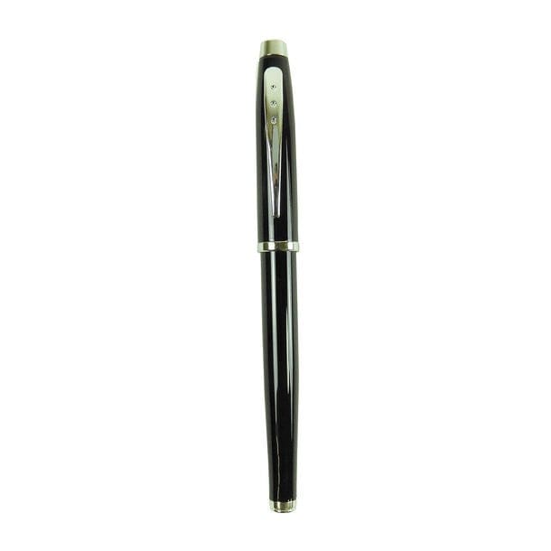 Eleganter, schwarzer Stift mit Deckel und silbernen Details